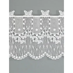 Bezaubernde Plauener Spitzengardine Schmetterlingswiese in natur-weiß