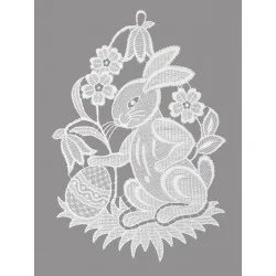 Fensterbild Osterhase aus Plauener Spitze