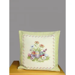 Ländlicher Gobelin-Kissenbezug Osternest 45x45 cm