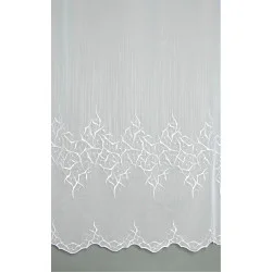 Muster der Plauener Stickerei-Gardine Annica in weiß