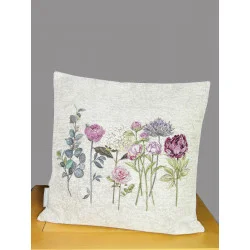 Sommerlicher Gobelin-Kissenbezug Gartenblumen 45x45 cm