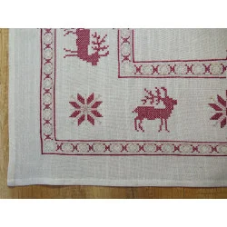 Weinrot bestickte Leinen-Tischdecken Berit Plauener Spitze in 2 Größen