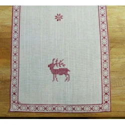 Weinrot bestickte Leinen-Tischdecken Berit Plauener Spitze in 2 Größen