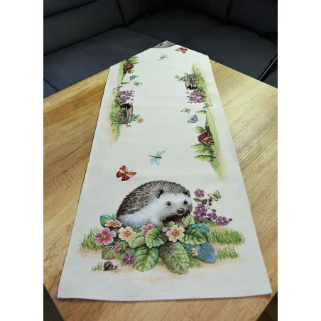 Ländlicher Gobelin-Läufer Igel 45x140 cm