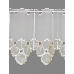 Zeitlos bestickte Bistrogardine Judy in beige Plauener Spitze