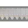 Halbtransparente Scheibengardine mit beige gestickten Kreisen als edle Heimtextilien-Fensterdeko. 30 cm hoch