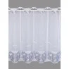 Bestickte Kurzgardine Babett blau-weiß Plauener Spitze