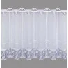 Bestickte Kurzgardine Babett blau-weiß Plauener Spitze