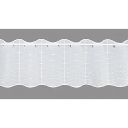 Modern bestickte Bistrogardine Bianca in weiß-beige Plauener Spitze