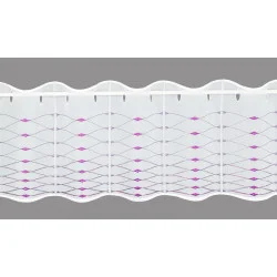 bestickte Scheibengardine Bianca in weiß-lila 30 cm hoch