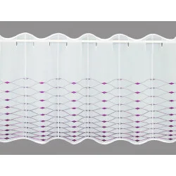 bestickte Scheibengardine Bianca in weiß-lila 45 cm hoch