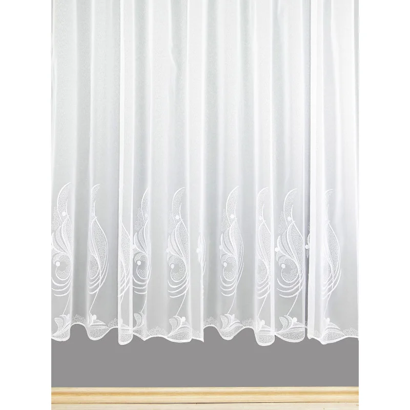 Elegante Stickerei-Gardine Mara in weiß Plauener Spitze