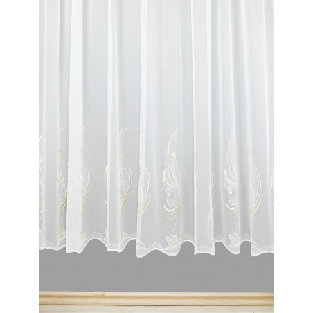 Eleganter Stickereistore Mara mit Plauener Ornamentstickerei in weiß-beige