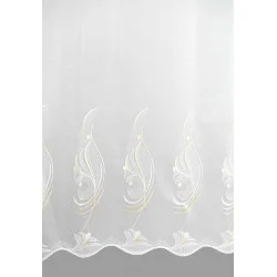 Eleganter Stickereistore Mara mit Plauener Ornamentstickerei in weiß-beige