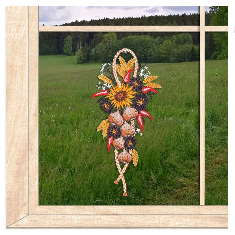 Fensterbild Zwiebelzopf aus Plauener Spitze