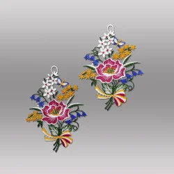 Fensterbilder Kleiner Blumenstrauß aus Plauener Spitze