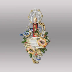 Fensterbild Kerze mit Blaumeise