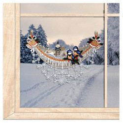 Fensterbild Winterbogen mit Vögelchen aus Plauener Spitze