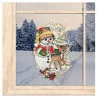 Fensterbild Schneemann mit Reh aus Plauener Spitze