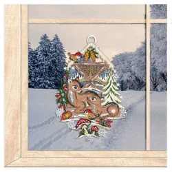 Fensterbild Zwei Rehe an der Futterkrippe Plauener Spitze