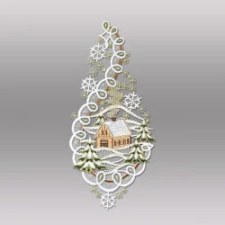 Fensterbild Haus mit Winterlandschaft