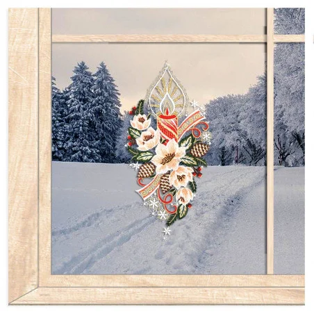 Plauener Spitzen-Fensterbild Festliche Kerze