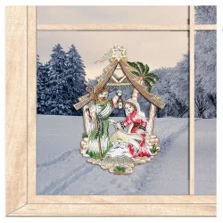 Fensterbild Christi Geburt aus Plauener Spitze