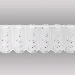 Modern bestickte Kurzgardine Julietta Plauener Spitze