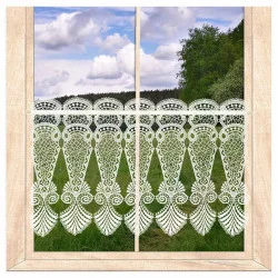 Moderne naturfarbene Plauener Spitzengardine Astrid