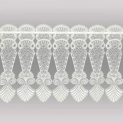 Moderne naturfarbene Plauener Spitzengardine Astrid