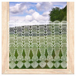 Moderne naturfarbene Plauener Spitzengardine Astrid 50 cm