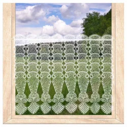 Moderne naturfarbene Plauener Spitzengardine Astrid 50 cm