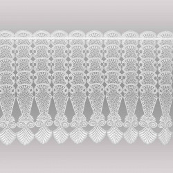 Freigestellte Scheibengardine aus naturweißer Plauener Spitze mit aufwendigem Spitzenmuster für Ihre Fensterdekoration. 50 cm hoch