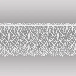 Plauener Spitzengardine Cloe in Weiß | Moderne Scheibengardine 27 & 43 cm hoch | Kurzgardine aus zarter Luftspitze