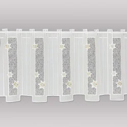 Stickerei-Kurzgardine Stille Nacht in gold Plauener Spitze