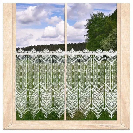 Zeitlose Plauener Spitzengardine Bess in natur