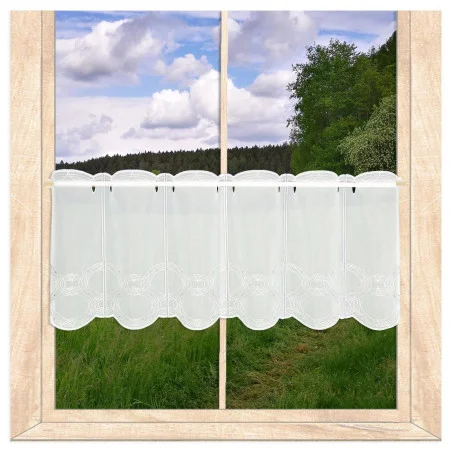 Moderne bestickter Kurzstore Ina Plauener Spitze 35 cm hoch