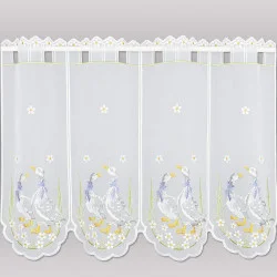 Stickerei-Scheibengardine Gänse