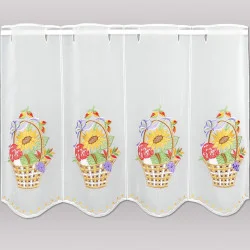 Stickerei-Scheibengardine Herbstkorb