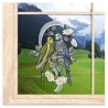 Fensterbild Wellensittiche aus Plauener Spitze