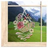 Fensterbild Blumenkorb mit Stieglitz aus Plauener Spitze