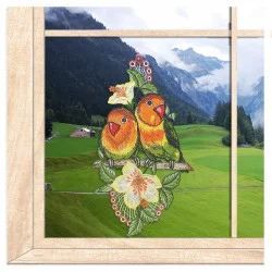 Fensterbild Rosenköpfchen aus Plauener Spitze