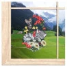 Fensterbild Katze und Maus aus Plauener Spitze