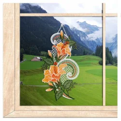 Fensterbild Hibiskusblüten in orange