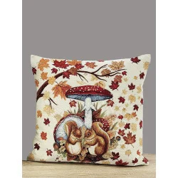 Herbstlicher Gobelin Kissenbezug Fliegenpilz 45x45 cm