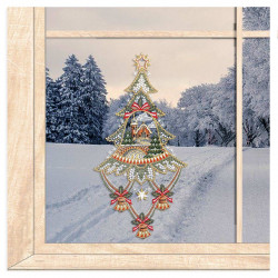 Weihnachts-Fensterbild Baum mit Kirche