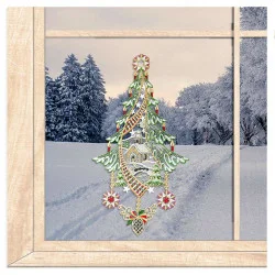 Plauener Spitze-Fensterbild Baum mit Kapelle