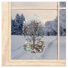 Spitzen-Fensterbild Winterbaum mit Kätzchen in silber