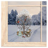 Spitzen-Fensterbild Winterbaum mit Kätzchen in silber