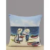 Maritimer Gobelin-Kissenbezug Strandkinder 45x45 cm